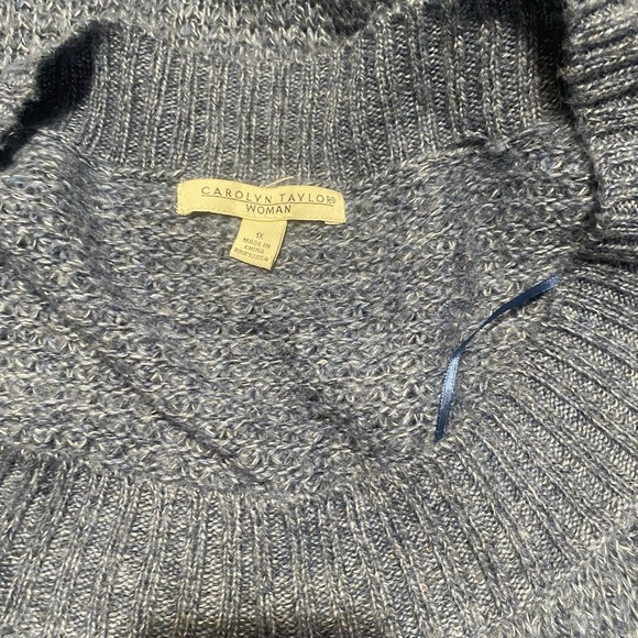 Carolyn Taylor Blue Knit Shrug Poncho - Picture 4 of 8